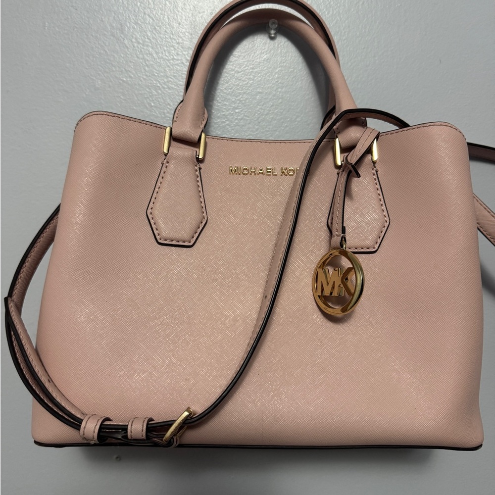 Michael Kors Blush Saffiano Leather Satchel with Gold Hardware